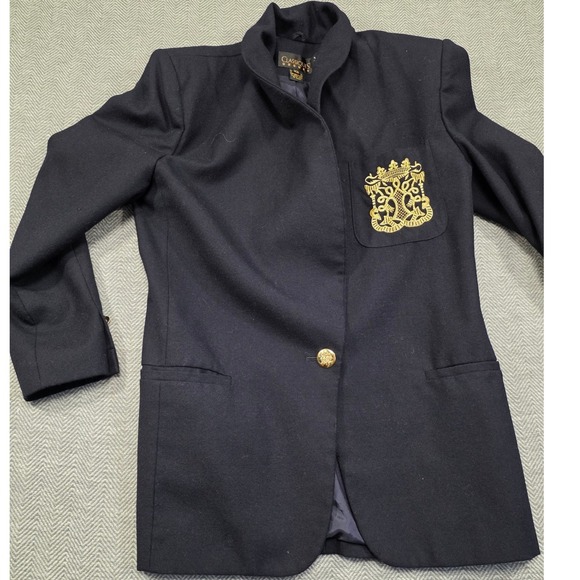 Classiques Entier Jackets & Blazers - Classiques Entier Navy Wool Blazer Gold Crest Button Vintage Made in Japan XS
